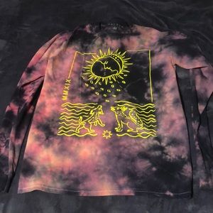 PacSun Mens Red and Black Tie Dye Long Sleeve
